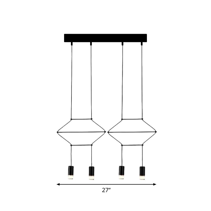 4/6/8 cabezas colgante de hierro liviano industrial hexagonal/columna larga estructura 3d araña de comedor