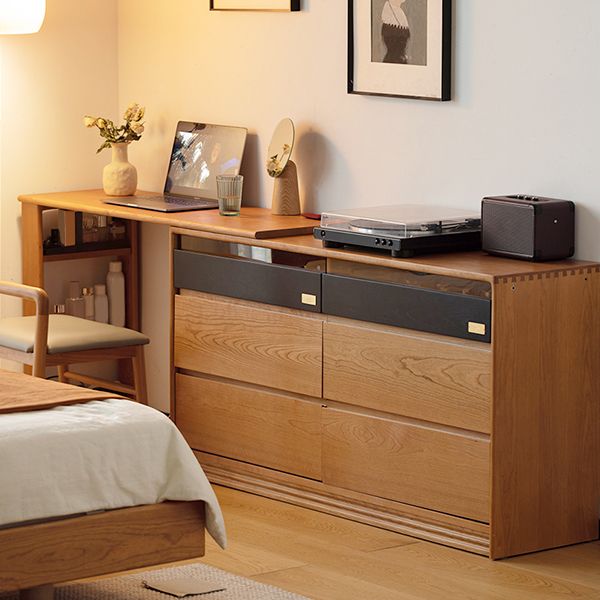 Solid Wood Bedroom Natural Vanity Dressing Table with Drawers