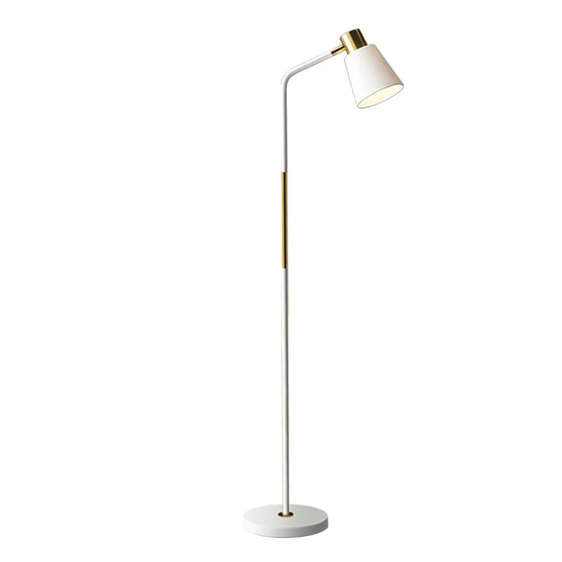 Bow Shaped Floor Lamp Macaron Metal 1 Head Study Room Standing Light with Cone Shade