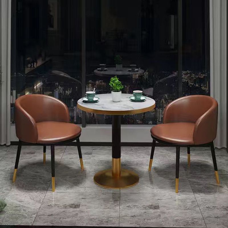 3 Piece Dining Room Table and Chair Set, Contemporary Round Shape