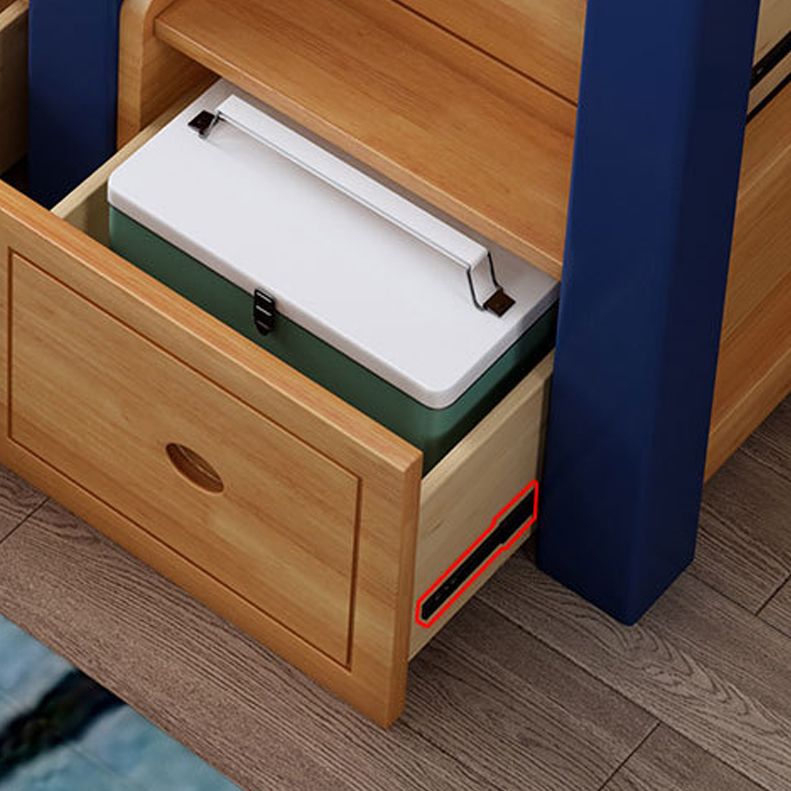 Scandinavian Standard Bunk in Rubberwood with 6 Drawers and Guardrails