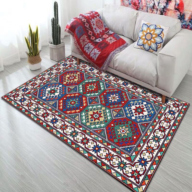 Boho Print Teppich Polyester Fläche Teppich Fleckenfestem Teppich für die Heimdekoration