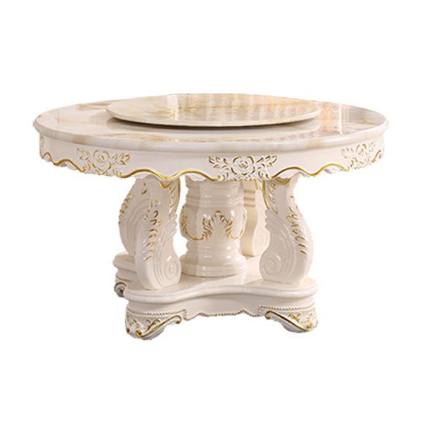 Solid Wood Victorian Round Table Marble Table with Pedestal Base