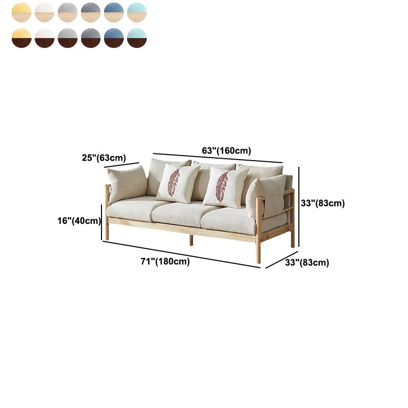 Wool 3-seater Sofa with Pillow Back Cushions and Pillow Top Arm