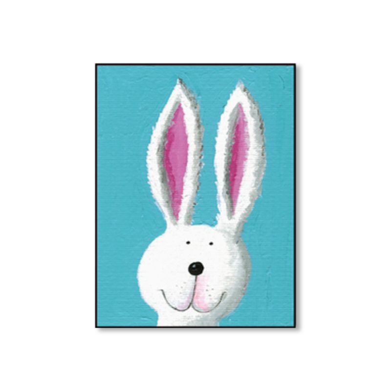 Pastel Color Cartoon Animal Canvas Textured Kids Style House Interior Wall Art Print