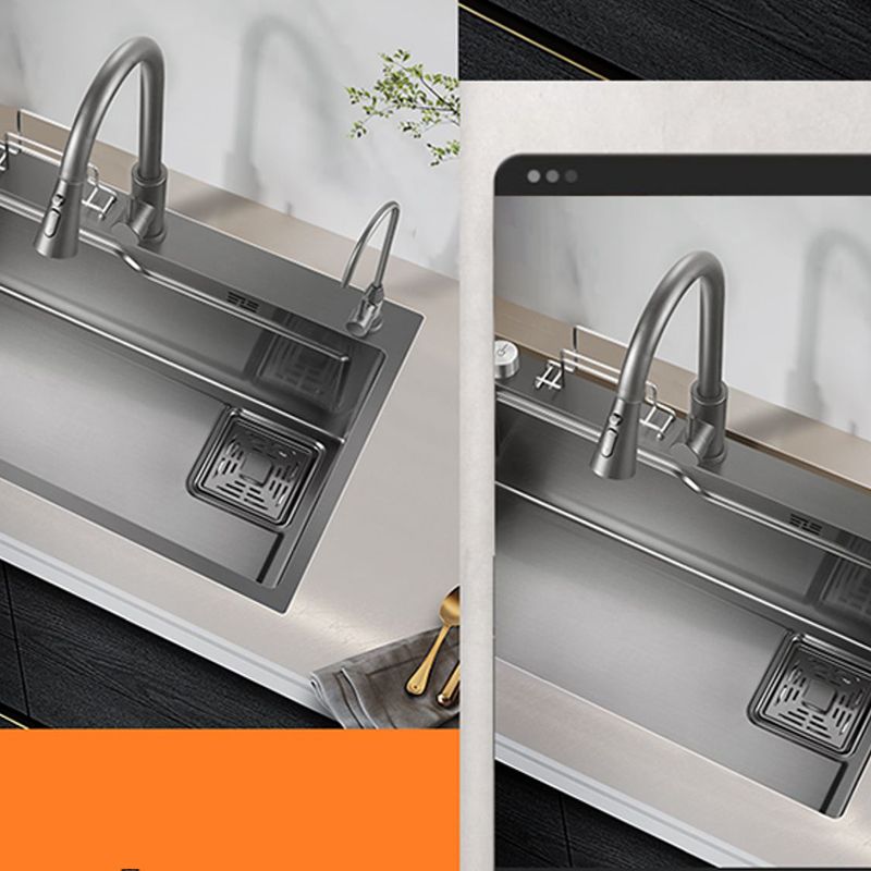 Stainless Steel Kitchen Sink Overflow Hole Detail Kitchen Sink with Basket Strainer