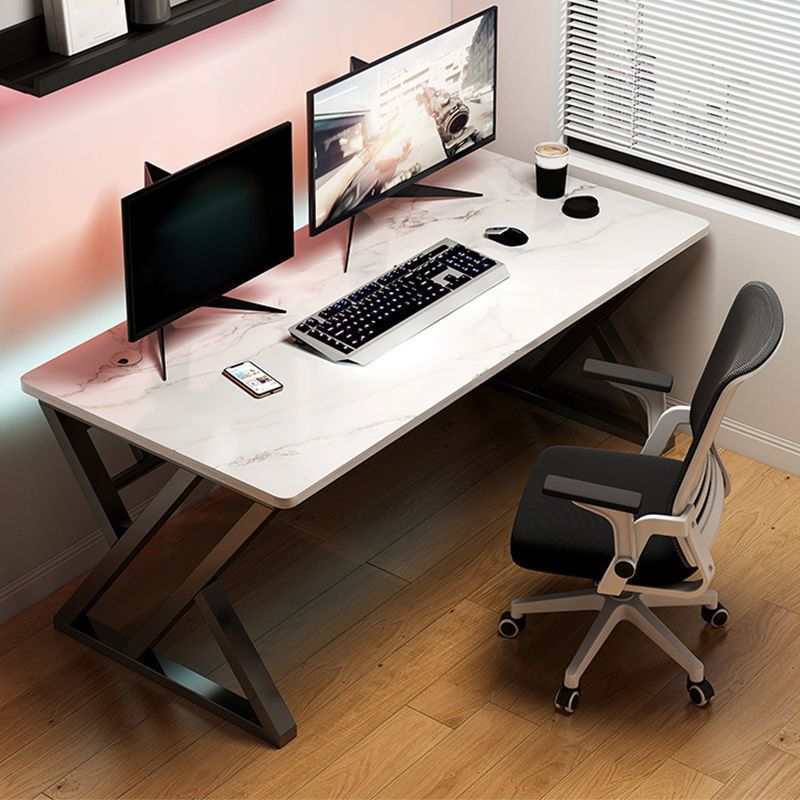 Modern Rectangular Computer Desk Wooden Black Gaming Desk with Black Legs