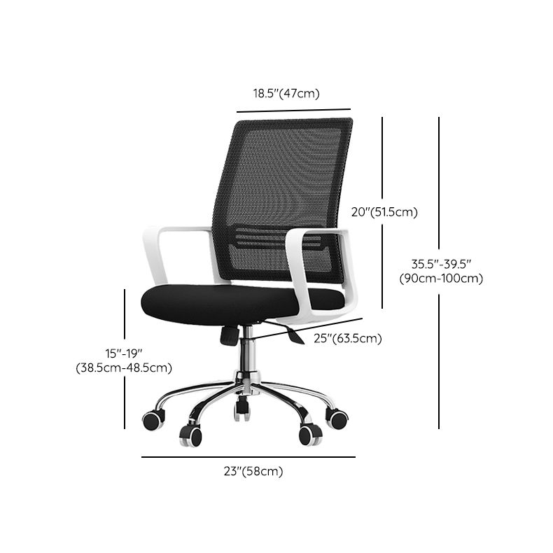 Contemporary Office Chair Microfiber Black Task Mid-Back Chair with Wheels