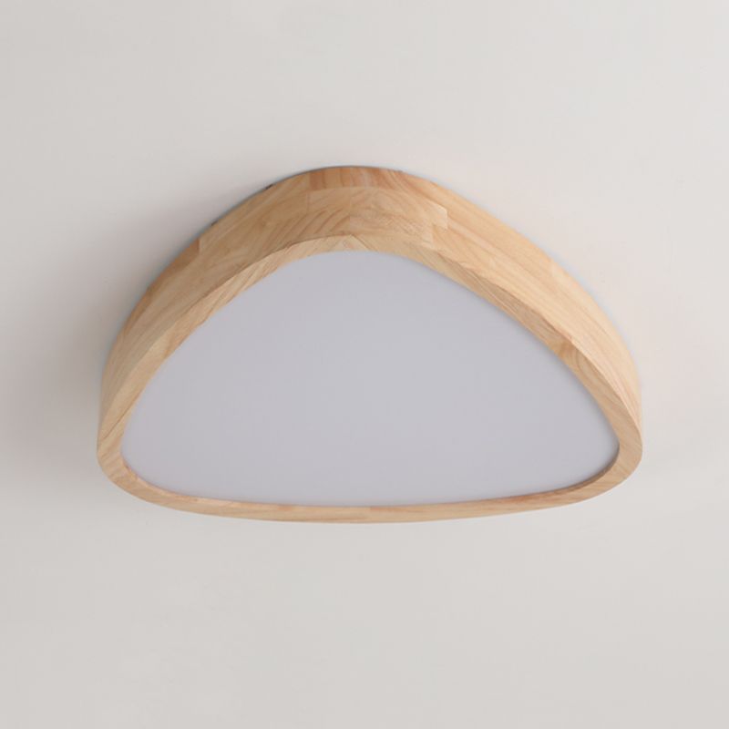 Modern Style Triangle Shape Flush Mount 1 Light Wood Ceiling Light for Bedroom