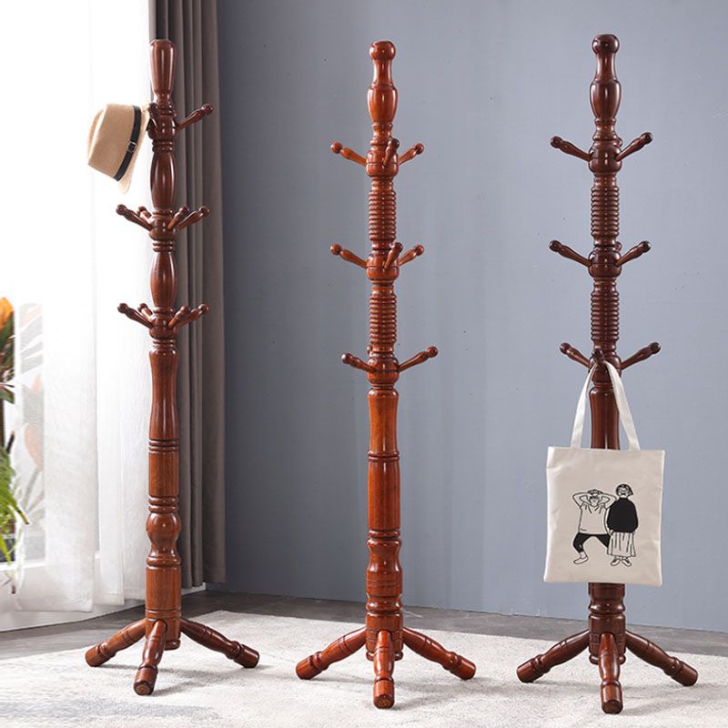 71"H Solid Wood Coat Rack European Style Hanger Ash Wood Modern Hall Tree