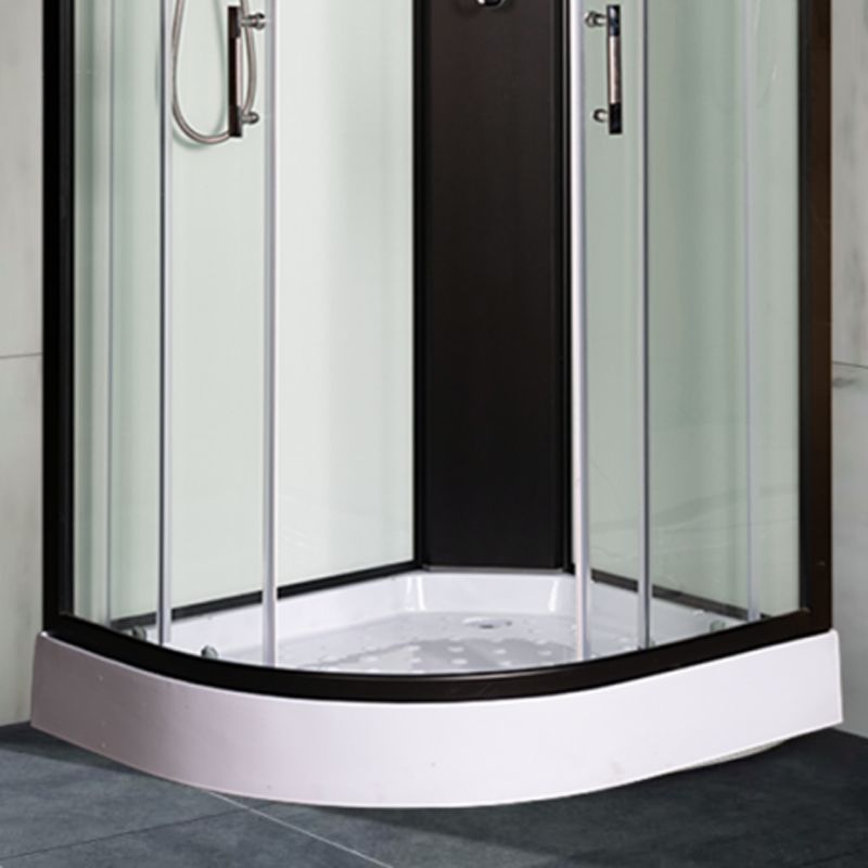 Tempered Glass Shower Stall Black Double Sliding Door Shower Enclosure