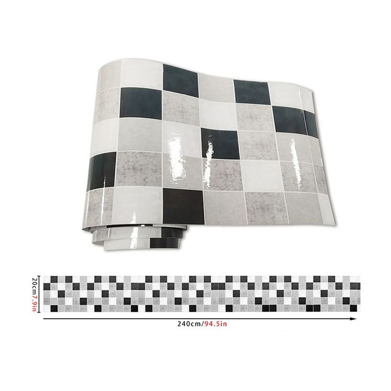 Bohemia Mosaic Tile Peel Wallpaper Border for Kitchen 5.2-sq ft Wall Covering in Black-Grey-White