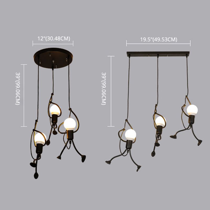 Pendant Lighting Fixture Industrial Living Room Pendant Ceiling Light with Unique Metal Shade in Black