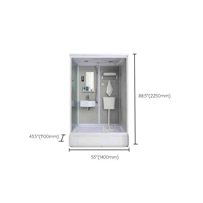 Tempered Glass Single Sliding Shower Enclosure White One Piece Frame Shower Enclosure