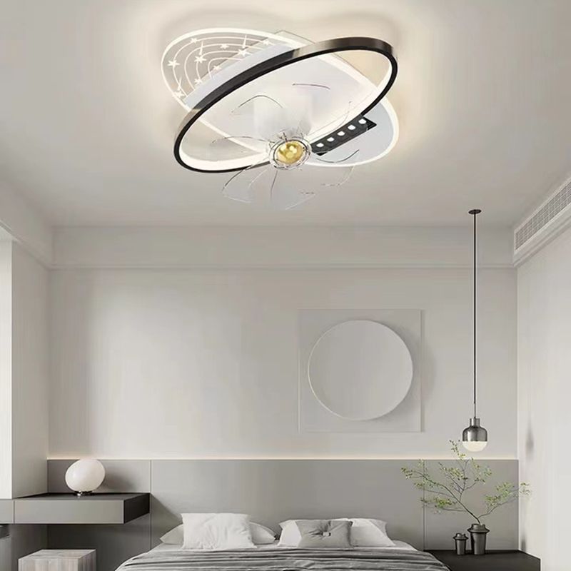 Round / Square LED Fan Mount Fixture in Black and White Modern Ceiling Fan