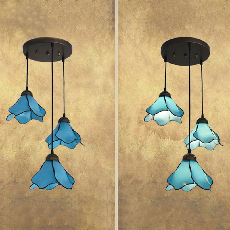 Lotus Stained Glass Pendant Lighting Fixture Tiffany Style Suspended Lighting Fixture