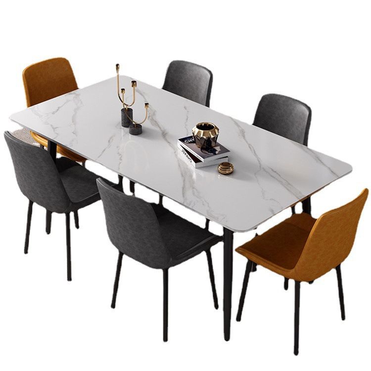 Tavolo da pranzo in pietra sinterizzato moderno set da pranzo rettangolo bianco per uso domestico