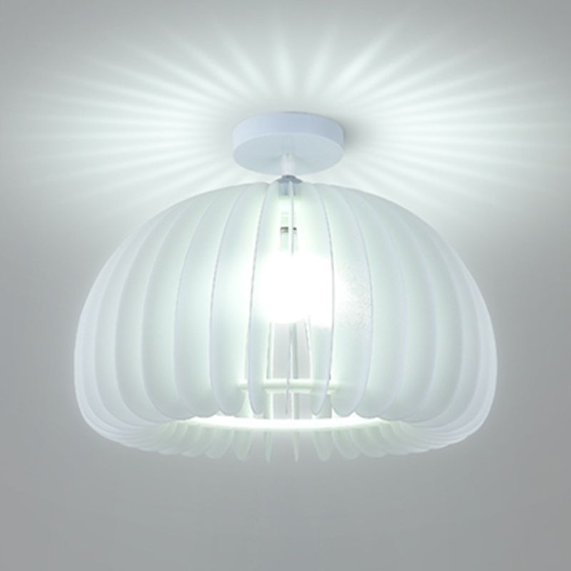 Modern Dome Shape Flush Mount Light Fixtures 1 Light Flush Mount Ceiling Light in White