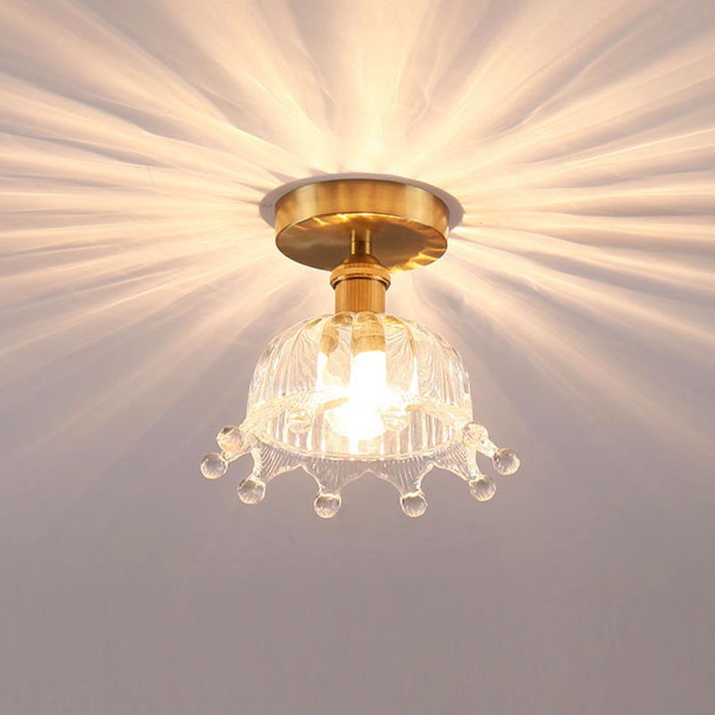 Vidrio floral cerca del techo Luz moderna de una sola bombilla Semi Flush Lighture Light