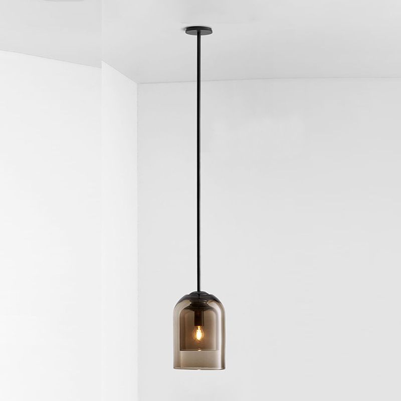 1 Light Cylinder Hanging Pendant Lights Industrial Style Glass Pendant Ceiling Lights