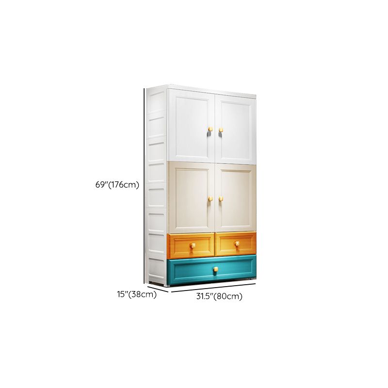 Modern Style Wardrobe Armoire Plastic Wardrobe Closet with Drawers