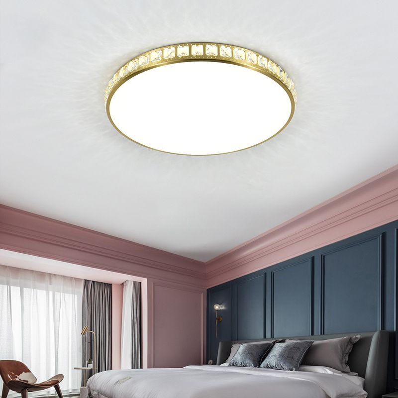 Modern Flush Light Gold Ceiling Lighting with Crystal for Bedroom