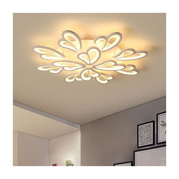 21.5"/23.5"/25.5" Wide Modern Floral LED Flush Lighting Acrylic 3/5/9 Heads Living Room Ceiling Mount Light Fixture in Warm/White/Natural Light