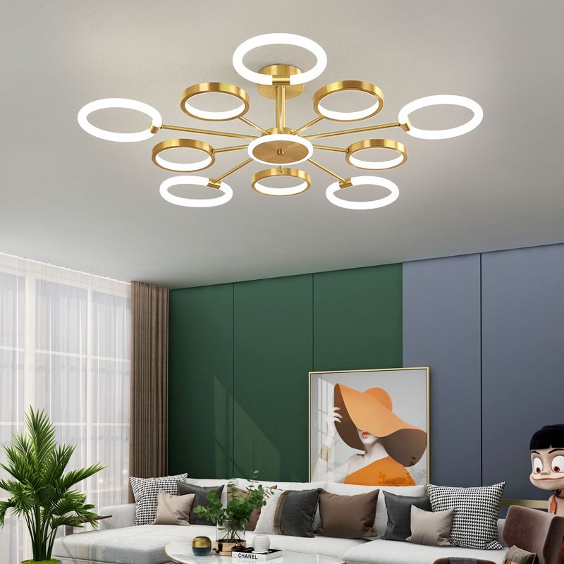 Radial Chandelier Lighting Fixtures Ultra-Contemporary Metal Pendant Lighting for Living Room