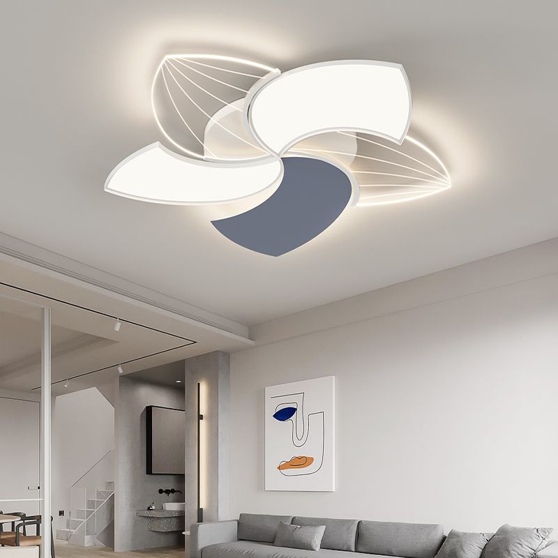 Modern Metal Flush Mount LED Flower Shape Ceiling Light with Acrylic Shade for Living Room