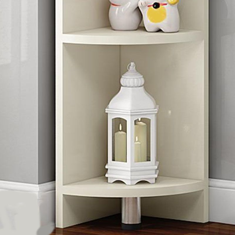 Modern Solid Engineered Bookcase White Geometric Bookshelf for Living Room