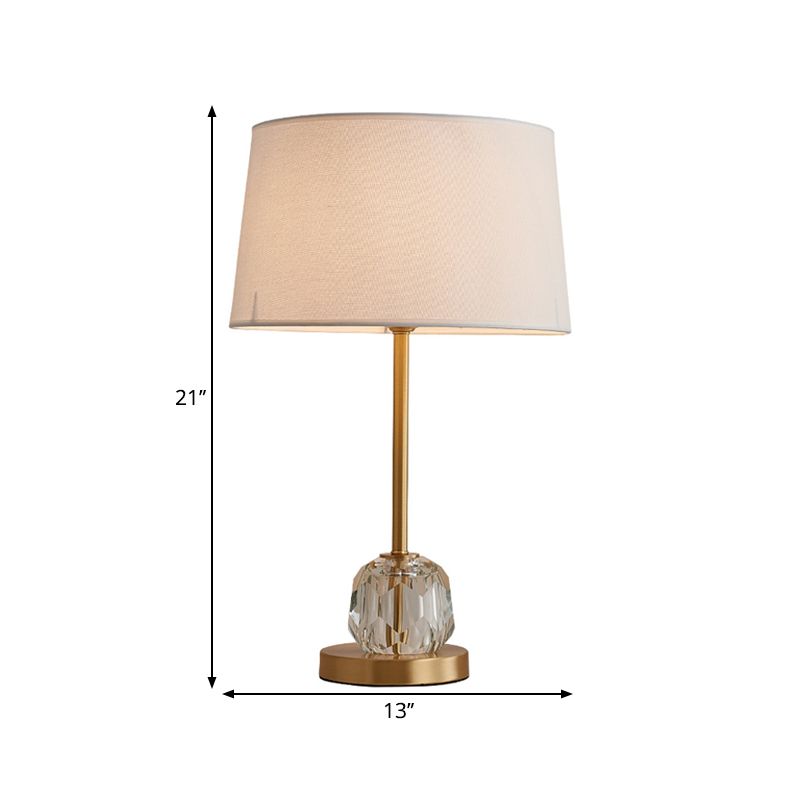 1 Head Table Lamp with Barrel Shade Crystal Ball Modern Sleeping Room Nightstand Light in Beige