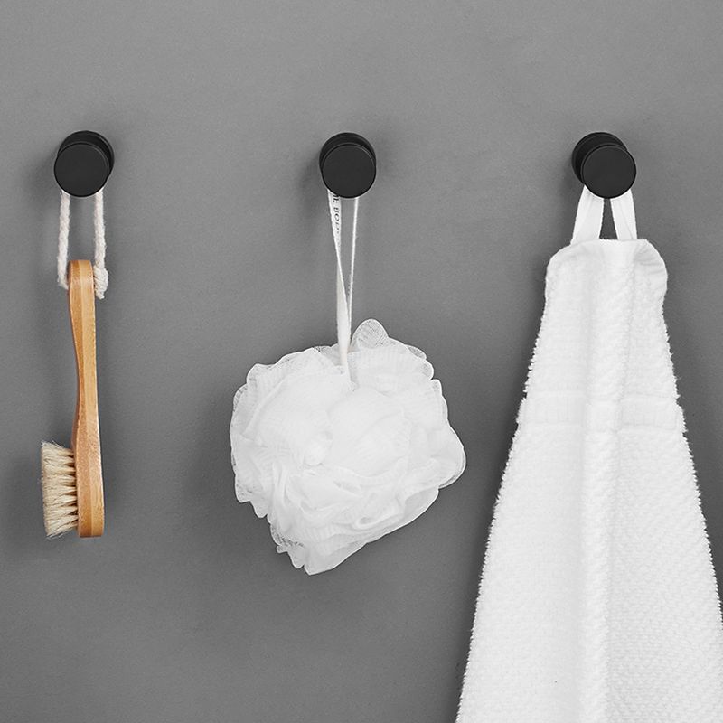 Modern 5-Piece Bathroom Accessory Set, Matte Black/White Robe Hooks