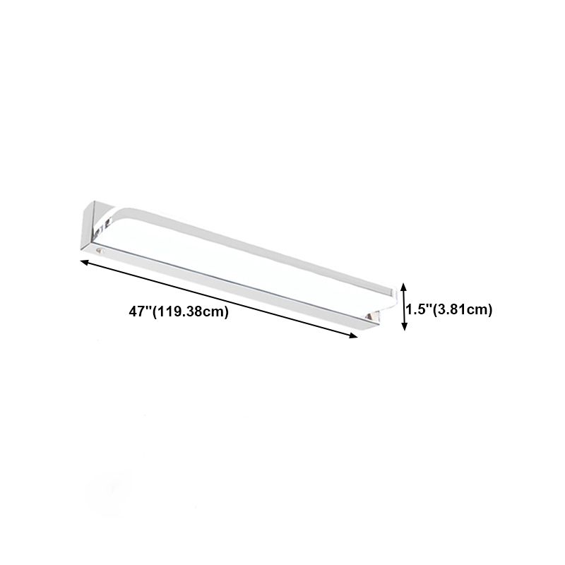 Modern Style Linear Wall Vanity Light Metal 1-Light LED Vanity Light Strip in Sliver