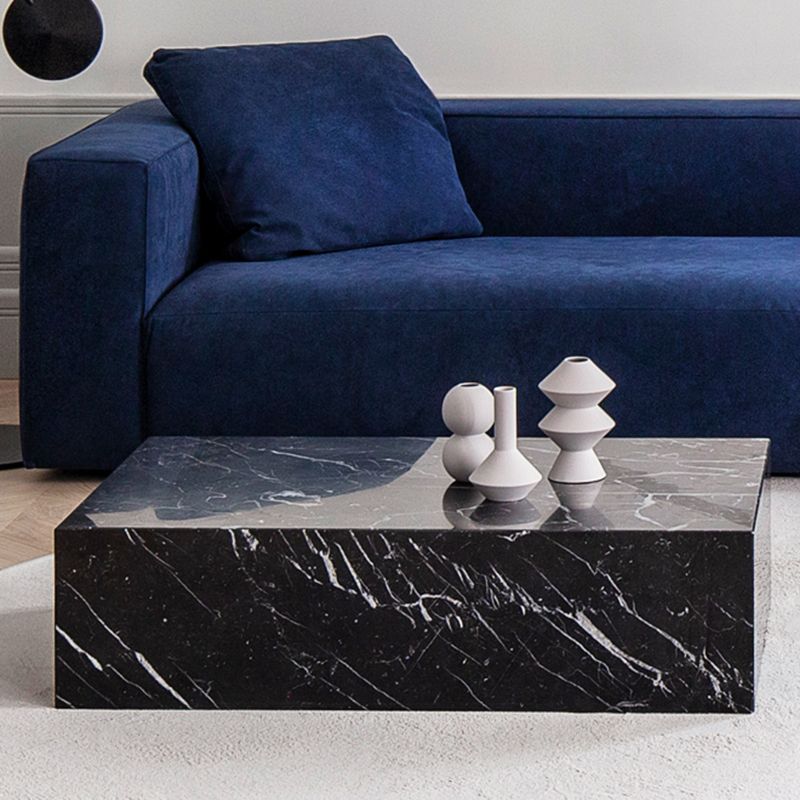 Contemporary Style Side Table Stone Block End Table for Living Room