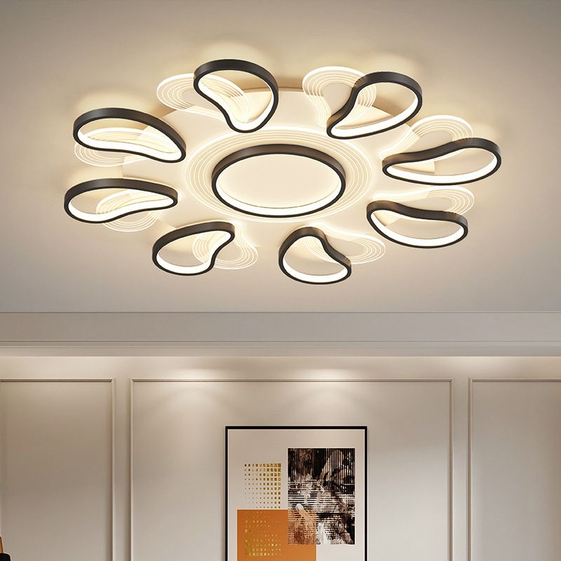 Metal Flower Shape Flush Ceiling Light Modern Style Multi Lights Flush Mount Lighting