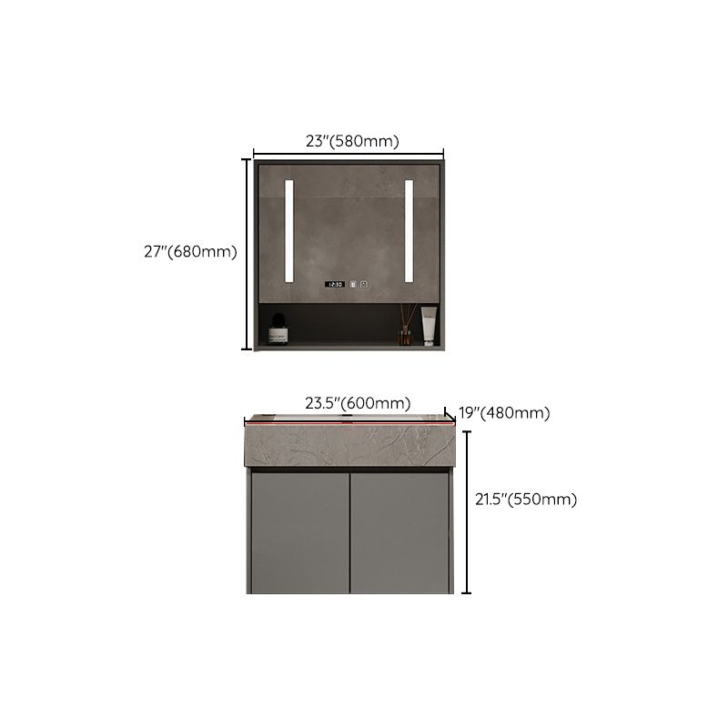 Modern Glass Vanity Sink Bathroom Wall-Mounted Vanity Cabinet with Mirror Cabinet