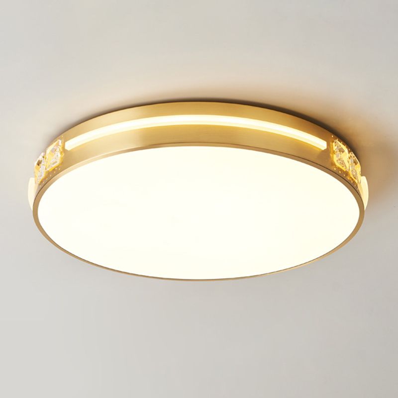 Contemporary Ceiling Lighting Circle Flush Mount Fixture in Gold for Bedroom