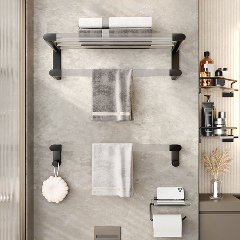 Black Finish Bathroom Set Metallic & Acrylic Bathroom Hardware Set in Stainless Aluminum