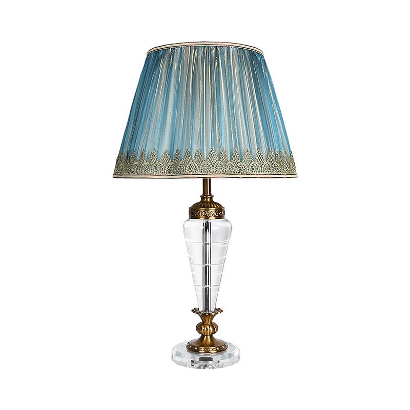 1 testa conica leggera modernista modernista lampada da comodino in cristallo in blu per camera da letto