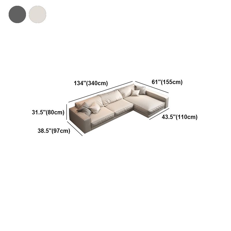 Glam Style Sectional Latex Upholstery Filled Faux Leather White/grey/black/orange Sofa