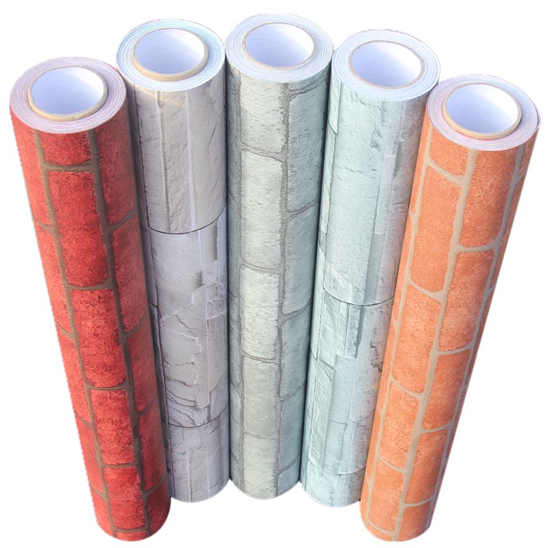 Pastel Color Brick Pattern Wallpaper Roll Peel off Wall Covering for Accent Wall