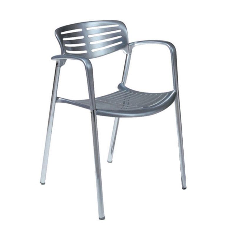 Silver Stacking Outdoors Modern Metal Dining Chairs Patio Dining Chair
