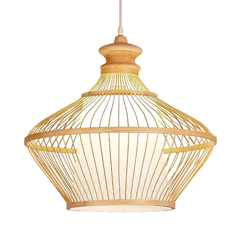 Curvy Tea Room a sospensione Bamboo Bamboo Single South-East Asia Suspension Lampone