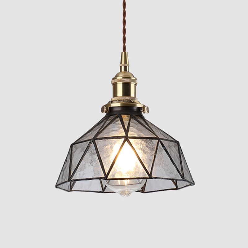 Icy Clear Glass Hanging Lamp Geometrisch Patroon 1 Lichte kom Tiffany-stijl Hanglamp in de stijl