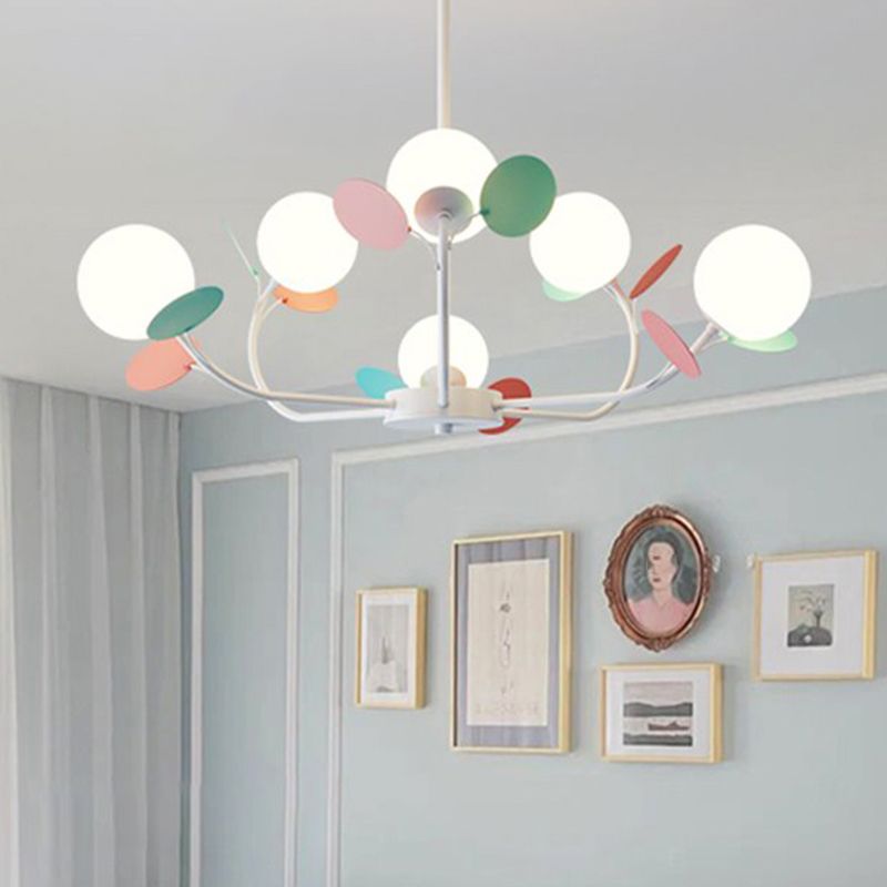 Spherical Shape Chandelier Light Modern Style Glass Multi Light Hanging Light for Kitchen