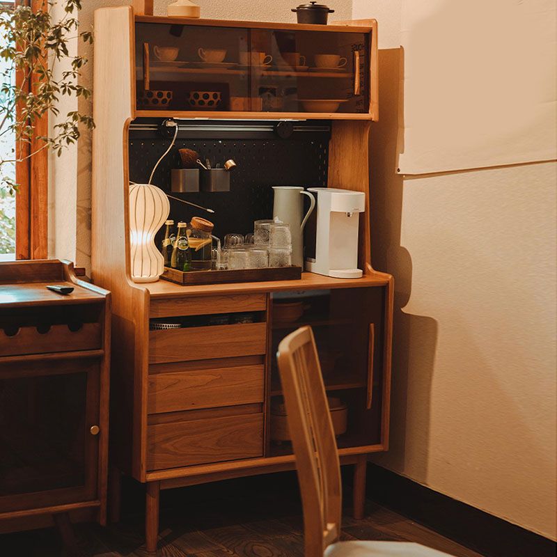 Modernism Wood Server Table 3 Drawers Open Storage Sideboard for Dining Room