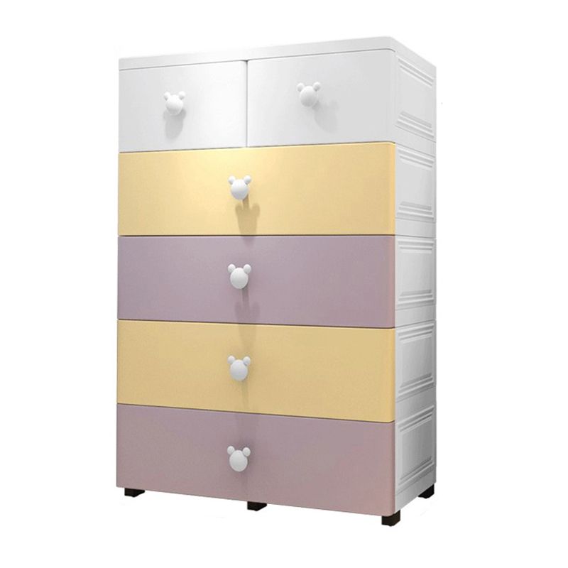 Scandinavian Kids Nightstand Plastic Nursery Dresser with 6 Drawers , 14.82 Inch W