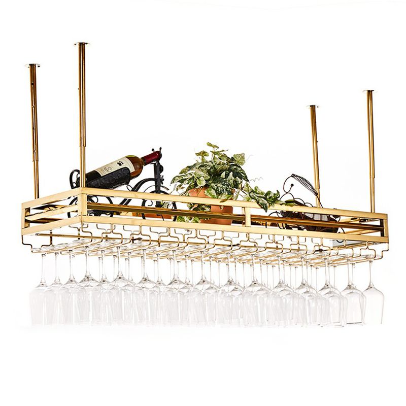 Modern Metal Wine Holder Hanging Wine Bottle & Glass Rack for Bar