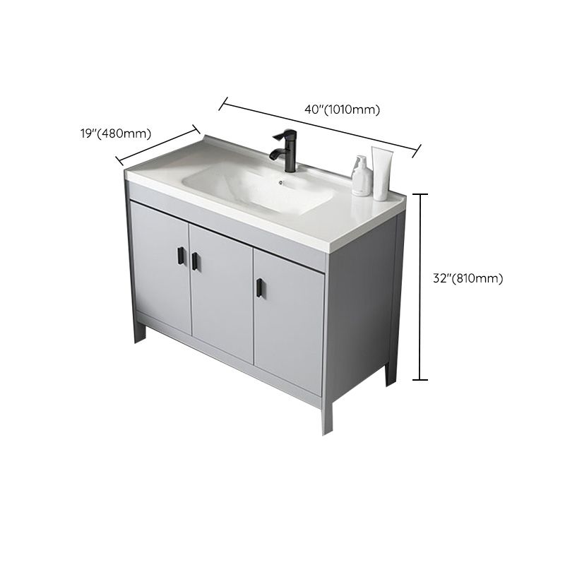 Contemporary Sink Vanity Freestanding Mirror Cabinet Open Console with Sink Set