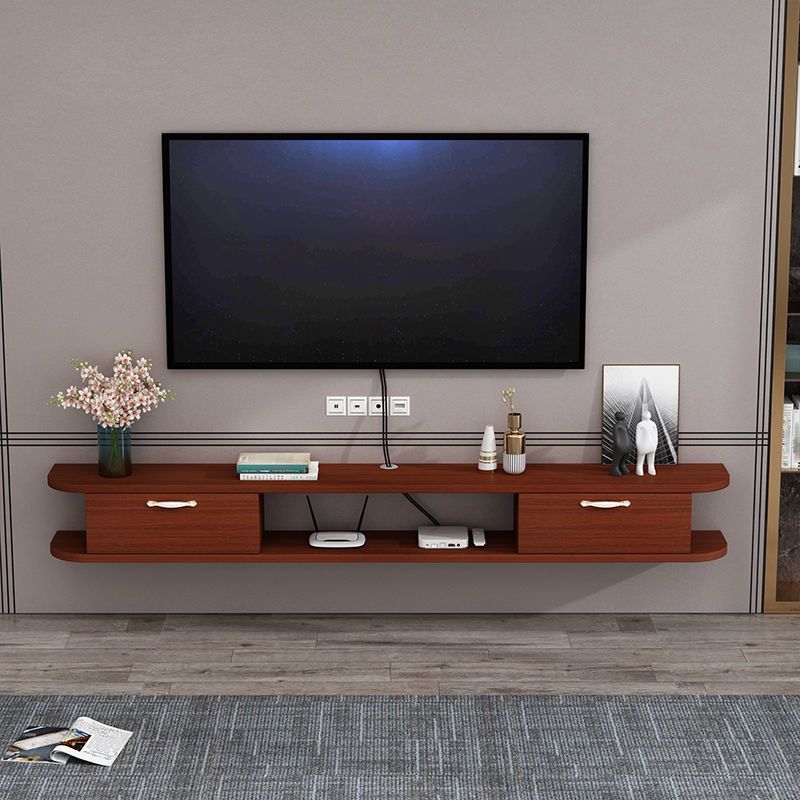 8.7 Inch D Faux Wood TV Stand , Minimalist TV Stand Console with 2 Storages Included